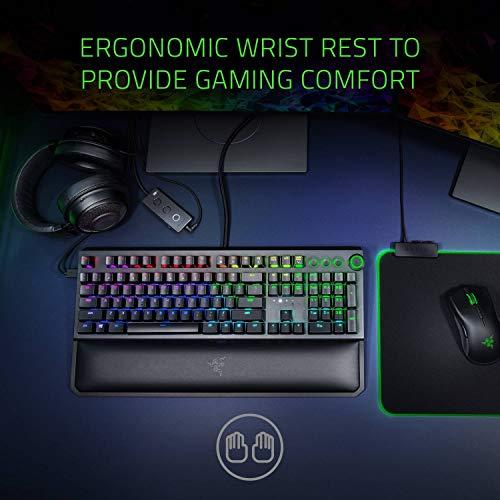 Teclado mecánico para juegos Razer BlackWidow Elite: Interruptores mecánicos verdes - Táctiles y clics - Iluminación RGB Chroma - Reposamuñecas magnético - Teclas multimedia dedicadas y dial - USB Passthrough