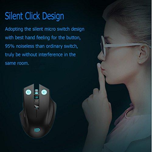 Mouse wireless silenzioso, Forter i720 Ergonomics Mouse da gioco wireless silenzioso per Windows e MAC - Nero