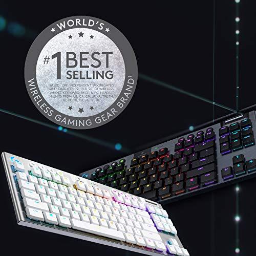 Logitech G915 TKL Tenkeyless Lightspeed Wireless RGB Mechanical Gaming Keyboard, Low Profile Switch Options, LIGHTSYNC RGB, Advanced Wireless and Bluetooth Support - Clicky, Black