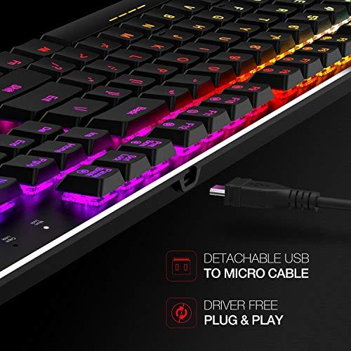 Teclado mecánico HAVIT RGB Backlit Wired Gaming Keyboard Extra-Fino y Ligero, Kailh Latest Low Profile Blue Switches, 104 Keys N-Key Rollover HV-KB395L (Negro)