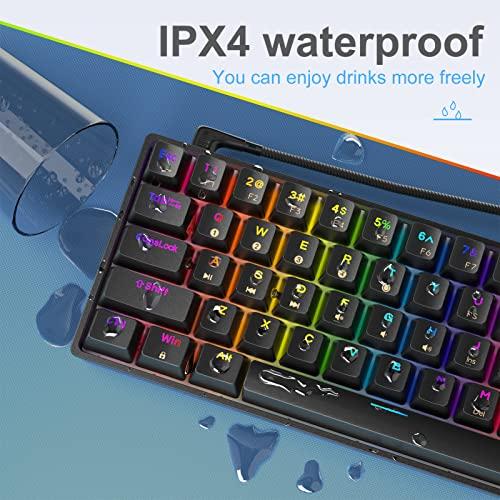 DIERYA DK61E 60% Teclado mecánico para juegos, retroiluminado RGB con cable de PBT resistente al agua Tipo-C Mini teclado compacto de 61 teclas para ordenador con todas las teclas programables (interruptor óptico rojo Gateron)