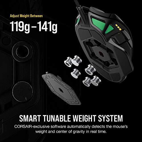 Corsair Nightsword RGB - komfortowa mysz z regulacją wydajności FPS/MOBA z podświetleniem RGB LED, 18000 DPI, czarna