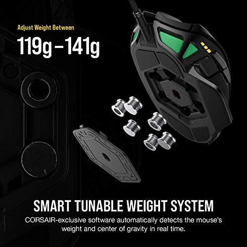 Corsair Nightsword RGB - Souris de jeu optique ergonomique FPS/MOBA avec LED RGB rétroéclairées, 18000 DPI, noir, pour une performance confortable