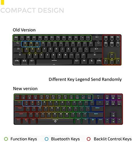 DREVO Calibur 71 touches RGB LED rétroéclairées Clavier mécanique de jeu sans fil Bluetooth 4.0 / filaire USB Commutateur brun-noir