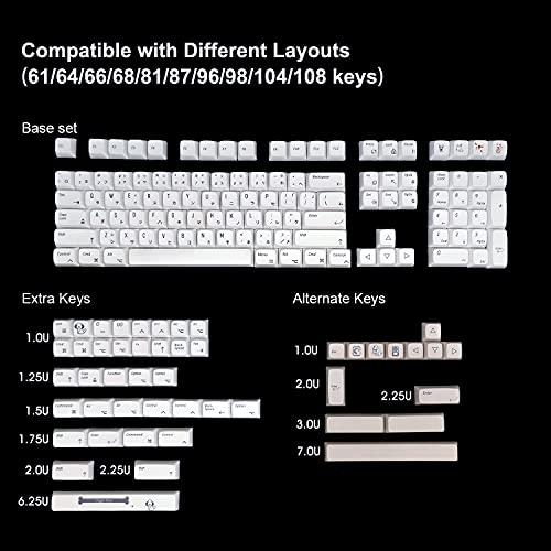 155 Tapas de Teclado Blancas, Tapas de Teclado PBT de Perfil XDA, Tapas de Teclado Japonés de Estilo Minimalista Adecuadas para Teclado de Tamaño Completo, Tenkeyless, Winkeyless, 75%, 65%, 60% (Tapas de Teclado Personalizadas)