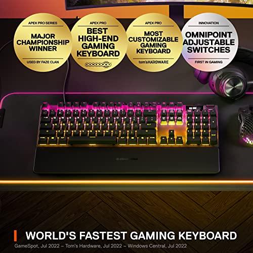 Teclado mecánico para juegos SteelSeries Apex Pro - Interruptores de accionamiento ajustable - El teclado mecánico más rápido del mundo - Pantalla inteligente OLED - Retroiluminación RGB