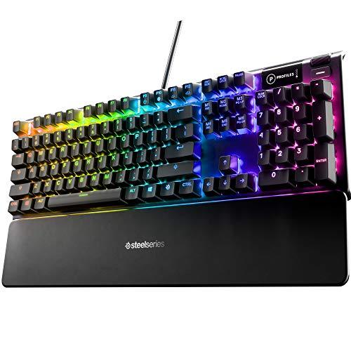 SteelSeries Apex 5 Hybrid Mechanical Gaming Keyboard - Illumination RGB par touche - Cadre en alliage d'aluminium de qualité aéronautique - Écran intelligent OLED (Hybrid Blue Switch)