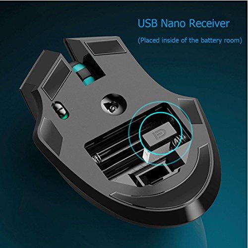 Ratón inalámbrico silencioso, Forter i720 Ergonomics Right-Handed Wireless Gaming Mouse for Windows and MAC - Black