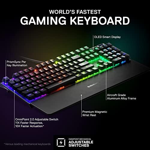 SteelSeries Apex Pro Mechanical Gaming Keyboard - Commutateurs d'actionnement réglables - Clavier mécanique le plus rapide au monde - Écran intelligent OLED - Rétroéclairage RVB