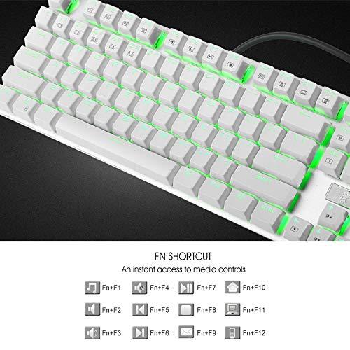 E Element Z-88 RGB Mechanical Gaming Keyboard, Red Switch - Linear & Quiet, Programmable RGB Backlit, Water Resistant, 104 Keys Anti-Ghosting for Mac PC, White (Renewed)
