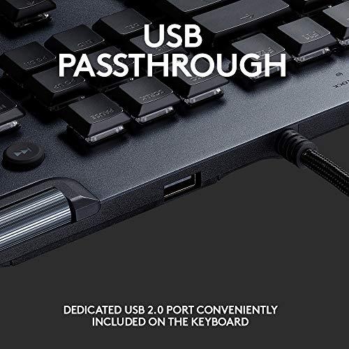 Logitech G815 LIGHTSYNC RGB Mechanical Gaming Keyboard with Low Profile GL Tactile key switch, 5 programmable G-keys,USB Passthrough, dedicated media control - Linear, Black