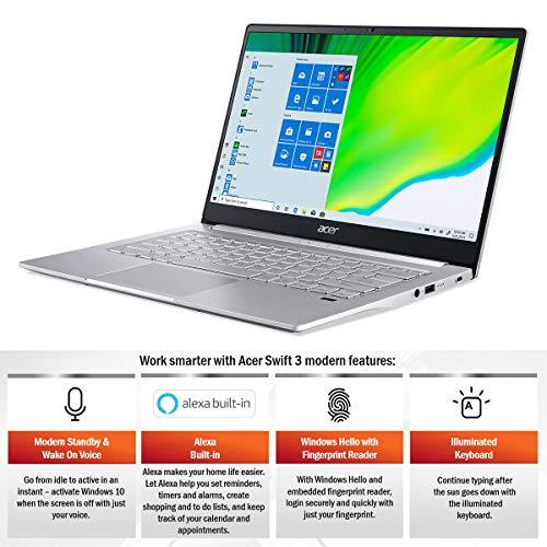 Acer Swift 3 Thin & Light Laptop, 14" Full HD IPS, AMD Ryzen 7 4700U Octa-Core mit Radeon Graphics, 8GB LPDDR4, 512GB NVMe SSD, Wi-Fi 6, Backlit KB, Fingerprint Reader, Alexa Built-in