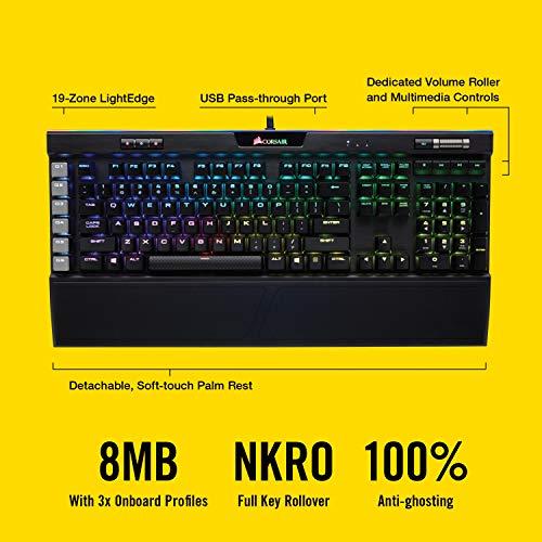 Clavier mécanique de jeu Corsair K95 RGB Platinum - 6x touches macro programmables - Passthrough USB et commandes multimédia - Vitesse Cherry MX la plus rapide - Rétro-éclairage LED RGB - Finition noire