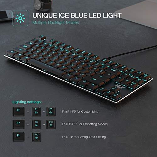 Clavier mécanique HAVIT Clavier de jeu câblé rétroéclairé extra-plat et léger, derniers commutateurs Kailh Low Profile Blue, 87 touches N-Key Rollover (Noir)