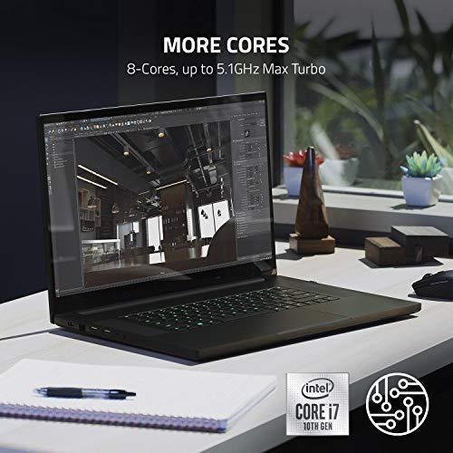 Ordinateur portable de jeu Razer Blade Pro 17 2020 : Intel Core i7-10875H 8-Core, NVIDIA GeForce RTX 2080 Super Max-Q, 17.3" FHD 300Hz, 16GB RAM, 512GB SSD, aluminium CNC, Chroma RGB, Thunderbolt 3, lecteur de carte SD