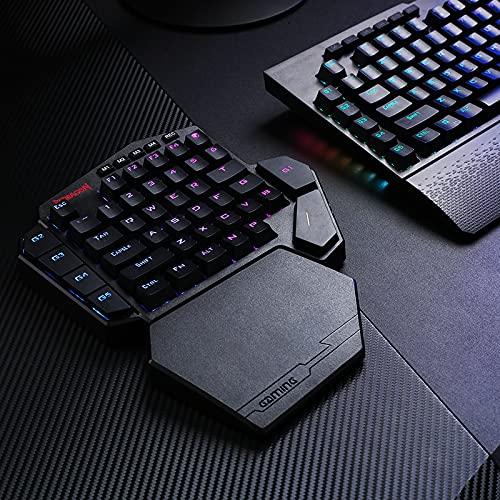 Redragon K585 DITI Clavier mécanique sans fil à une main, clavier de jeu 42 touches 2.4Ghz RGB 40% avec 7 touches macro intégrées, support de poignet détachable, batterie durable (interrupteur bleu)