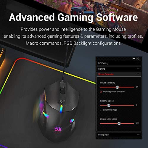 Redragon M601 RGB Gaming Mouse Retroiluminado Con cable Ratón ergonómico de 7 botones programables Centrophorus con grabación de macros y ajuste de peso Set 7200 DPI para Windows PC (Negro)