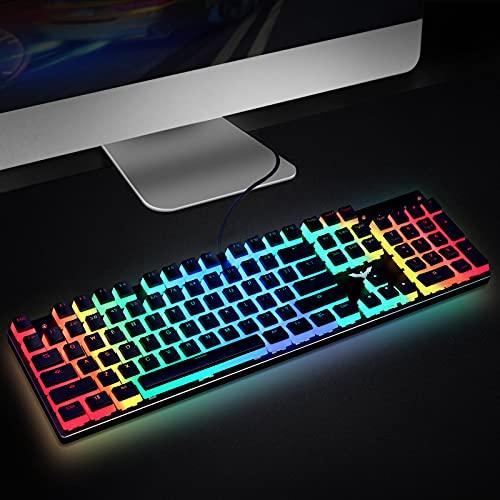 Havit Keycaps 60 87 104 Juego de teclas de PBT retroiluminadas con extractor para el teclado mecánico DIY Cherry MX RGB (negro)