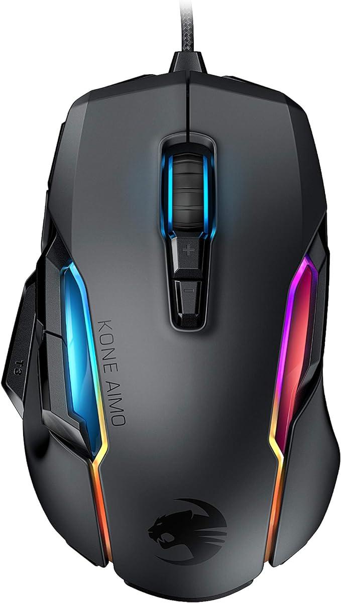 ROCCAT Kone AIMO PC Gaming Mouse, Optical, RGB Backlit Lighting, 23 Programmable Keys, Onboard Memory, Palm Grip, Owl Eye Sensor, Ergonomic, LED Illumination, Adjustable 100 to 16,000 DPI, Black