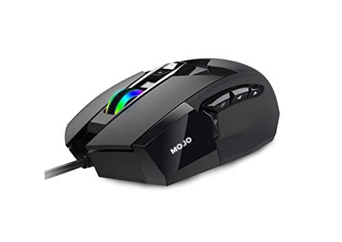 MOJO Pro Performance Silent Gaming Mouse - Souris de jeu filaire avec 9 boutons programmables dont la touche Sniper (tir rapide), 12000 DPI, 1000 Hz, boutons réglables en force, profils de joueur personnalisés, et plus encore