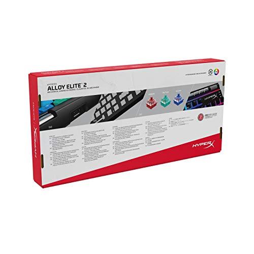 HyperX Alloy Elite 2 - Teclado mecánico para juegos, personalización de luces y macros controlada por software, tapas de teclas de ABS, controles multimedia, retroiluminación LED RGB. Interruptor lineal, rojo HyperX (renovado)