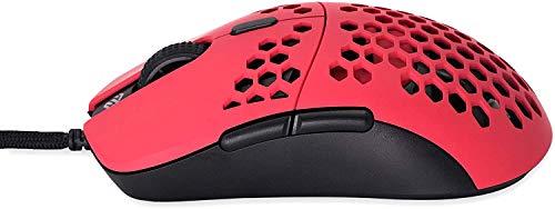Gwolves Hati HTM Ultra Lightweight Honeycomb Design Wired Gaming Mouse 3360 Sensor - PTFE Skates - 6 Buttons - Only 61G (Faze Red)