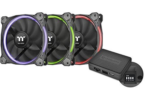 Thermaltake 14 RGB TT Premium Edition 140mm Software Enabled Circular RGB LED Ring Case/Radiator Fan - Triple Pack CL-F051-PL14SW-A