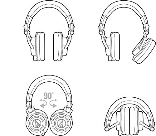 Profesjonalne słuchawki studyjne Audio-Technica ATH-M50X, czarne, klasy profesjonalnej, doceniane przez krytyków, z odłączanym kablem