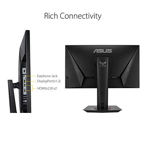 ASUS TUF Gaming 24,5" 1080P HDR Monitor VG258QM - Full HD, 280Hz (wspiera 144Hz), 0,5ms, Extreme Low Motion Blur Sync, kompatybilny z G-SYNC, DisplayHDR 400, głośnik, DisplayPort HDMI, regulowana wysokość