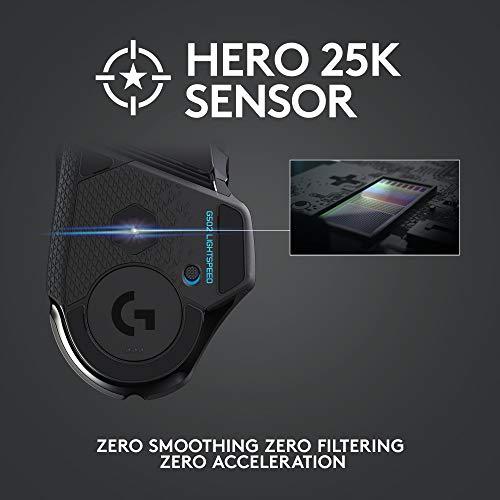 Logitech G502 Lightspeed Kabellose Gaming-Maus mit Hero 25K Sensor, PowerPlay-kompatibel, abstimmbaren Gewichten und Lightsync RGB - Schwarz