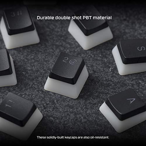 Tapas de teclado HyperX Pudding - Juego de tapas de teclado de PBT de doble disparo con capa translúcida, para teclados mecánicos, juego completo de 104 teclas, perfil OEM, disposición inglesa (US) - Negro