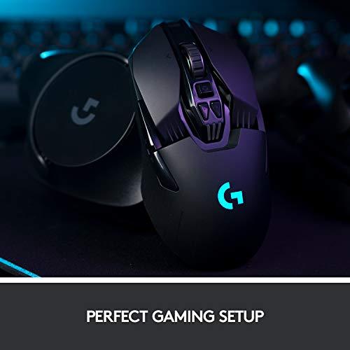 Logitech G903 LIGHTSPEED Wireless Gaming Mouse W/ Hero 25K Sensor, PowerPlay Compatible, 140+ Hour with Rechargeable Battery and Lightsync RGB, Ambidextre, 107G+10G optional, 25,600 DPI, Black