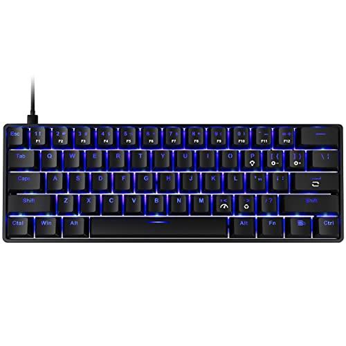 Fiodio 61 klawiszy RGB przewodowa mechaniczna klawiatura do gier z dźwiękiem Click niebieskie przełączniki, kompaktowa mini przenośna klawiatura komputerowa dla Windows Gaming PC,F-DB21