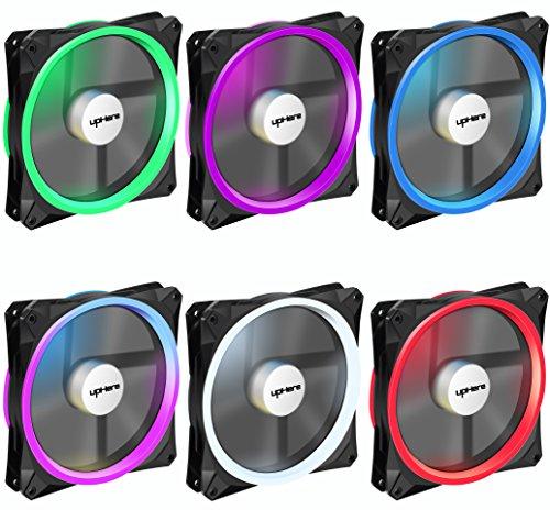 upHere 140mm RGB LED z pilotem zdalnego sterowania PC Cooling Fan Ultra Quiet High Airflow for PC Cases,Computer Cooling,5-Pack,RGB143-5