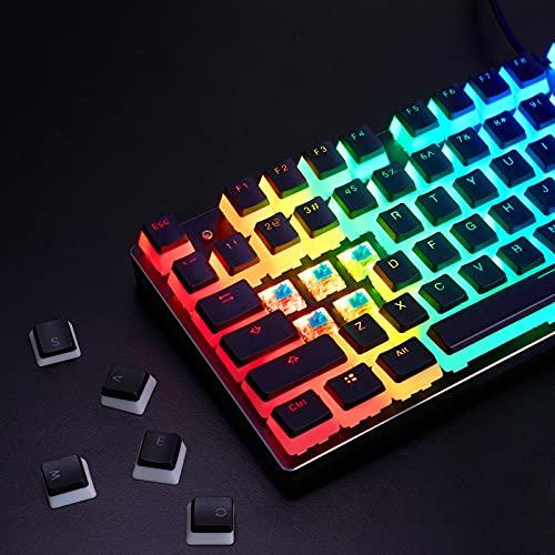 Havit Keycaps 60 87 104 Juego de teclas de PBT retroiluminadas con extractor para el teclado mecánico DIY Cherry MX RGB (negro)