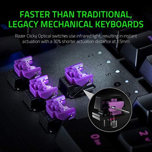 Razer Huntsman Elite Gaming Keyboard: Szybkie przełączniki klawiatury - przełączniki optyczne Clicky - oświetlenie Chroma RGB - magnetyczna podkładka pod nadgarstki - dedykowane klawisze multimedialne i pokrętło - klasyczna czerń