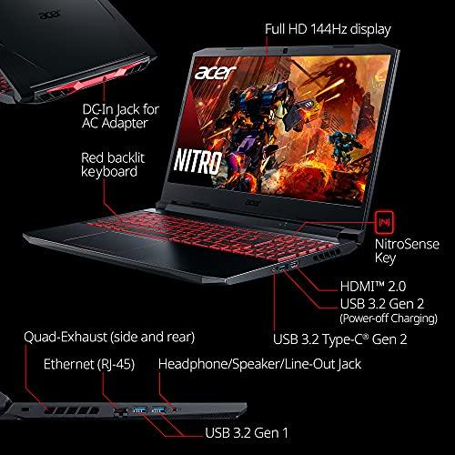 Acer Nitro 5 AN515-55-53E5 Gaming Laptop | Intel Core i5-10300H | NVIDIA GeForce RTX 3050 Laptop GPU | 15.6" FHD 144Hz IPS Display | 8GB DDR4 | 256GB NVMe SSD | Intel Wi-Fi 6 | Beleuchtete Tastatur