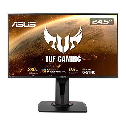 Monitor ASUS TUF Gaming 24,5" 1080P HDR VG258QM - Full HD, 280Hz (compatible con 144Hz), 0,5ms, sincronización de desenfoque de movimiento extremadamente bajo, compatible con G-SYNC, DisplayHDR 400, altavoz, DisplayPort HDMI, altura ajustable