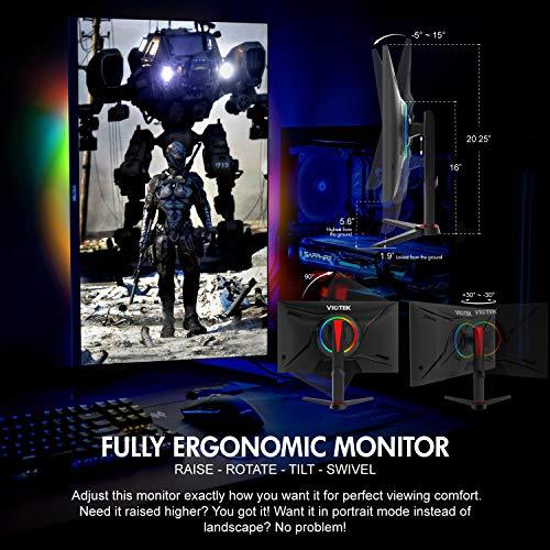 VIOTEK GFT27CXB 27-Zoll-Gaming-Monitor | 240Hz 1080p Full-HD 1ms | Multi-User-Profile, G-Sync-Ready & FreeSync | HDMI DP 3.5mm | Höhe, Neigung, Drehung, Pivot (VESA)