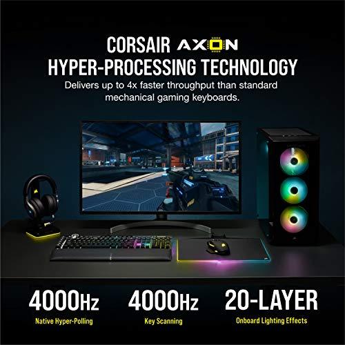 Teclado mecánico para juegos Corsair K100 RGB - Teclas CHERRY MX SPEED RGB Silver - Tecnología AXON Hyper-Processing para un rendimiento 4 veces más rápido - LightEdge RGB de 44 zonas - Tapas de teclado PBT Double-Shot