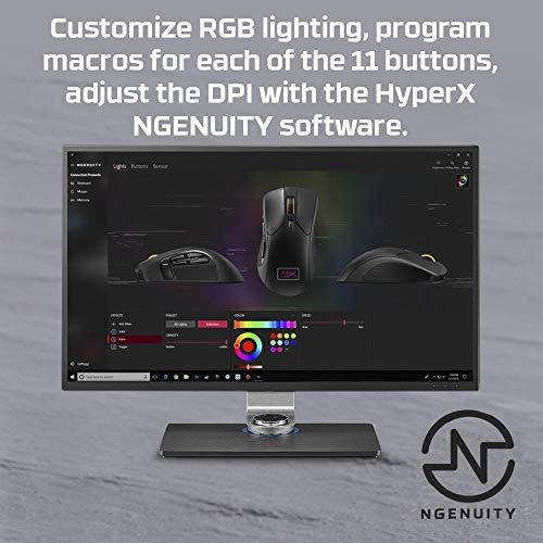HyperX Pulsefire Raid - Ratón para juegos, 11 botones programables, RGB, diseño ergonómico, cómodos agarres laterales, personalización controlada por software