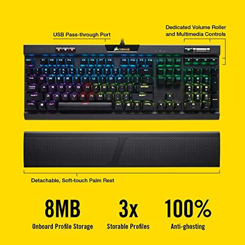 CORSAIR K70 RGB MK.2 Mechanical Gaming Keyboard - USB Passthrough & Media Controls - Linear & Silent - Cherry MX Silent - Rétro-éclairage LED RGB