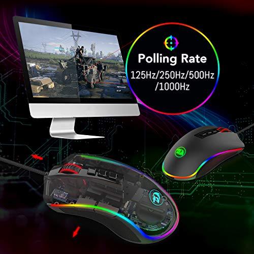Redragon M711 Cobra Gaming-Maus mit 16,8 Millionen RGB-Farben Hintergrundbeleuchtung, 10.000 DPI einstellbar, komfortabler Griff, 7 programmierbare Tasten