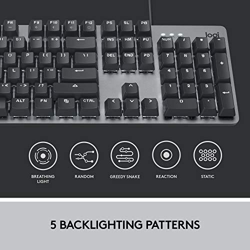 Logitech K845 Mechanische, beleuchtete Tastatur, mechanische Schalter, starke, verstellbare Kippfüße, volle Größe, Aluminiumgehäuse, 104 Tasten, USB, Windows (TTC Brown Switches)