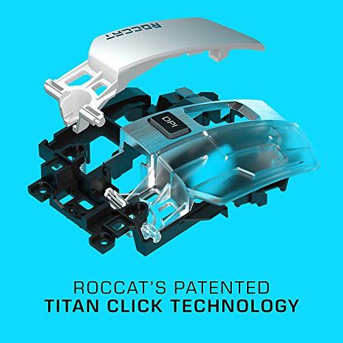 ROCCAT Kain 200 kabellose PC-Gaming-Maus, AIMO RGB-Hintergrundbeleuchtung, optischer Owl-Eye-Sensor, ergonomisches Mausgefühl, 5 seitliche Tasten, einstellbar bis zu 16.000 DPI, bis zu 50 Stunden Akkulaufzeit, schwarz