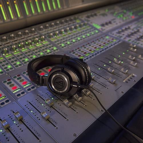 Audio-Technica ATH-M50X Professioneller Studio-Monitor-Kopfhörer, schwarz, professionelle Qualität, von Kritikern gelobt, mit abnehmbarem Kabel