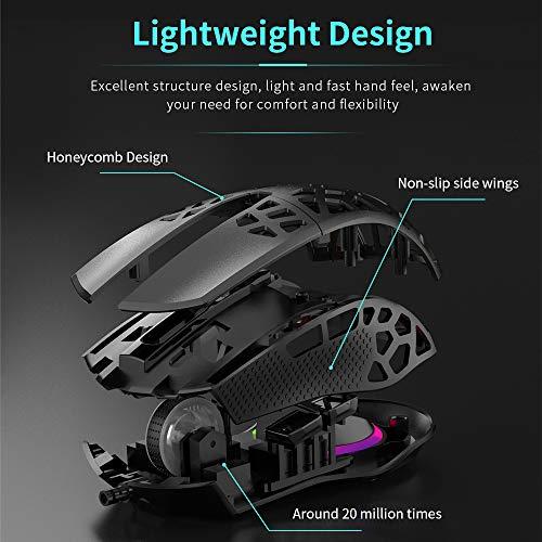 NACODEX AJ339 65G Watcher Gaming Maus mit leichtem Wabengehäuse - RGB Chroma LED Licht - Programmierbare 7 Tasten - Pixart 3327 12400 DPI Optischer Sensor (AJ339-Schwarz)