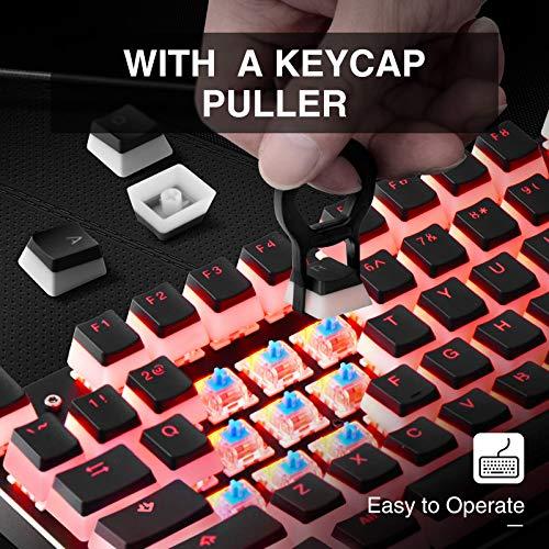 Havit Keycaps 60 87 104 Juego de teclas de PBT retroiluminadas con extractor para el teclado mecánico DIY Cherry MX RGB (negro)