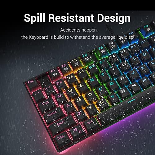 Redragon K552 Mechanische Gaming-Tastatur RGB LED-Hintergrundbeleuchtung kabelgebunden mit staubgeschützten Schaltern für Windows PC (Schwarz, 87 Tasten, blaue Schalter)