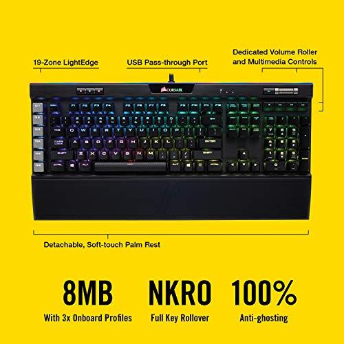 Corsair K95 RGB Platinum Mechanical Gaming Keyboard - 6x programowalnych klawiszy makro - USB Passthrough i sterowanie mediami - najszybsza prędkość Cherry MX - podświetlenie LED RGB - czarne wykończenie